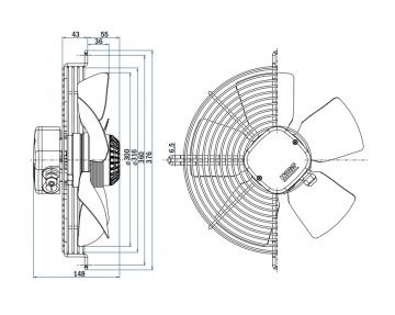 Ventilator axial de refulare Hidria R09R-3028P, Ø 300 mm